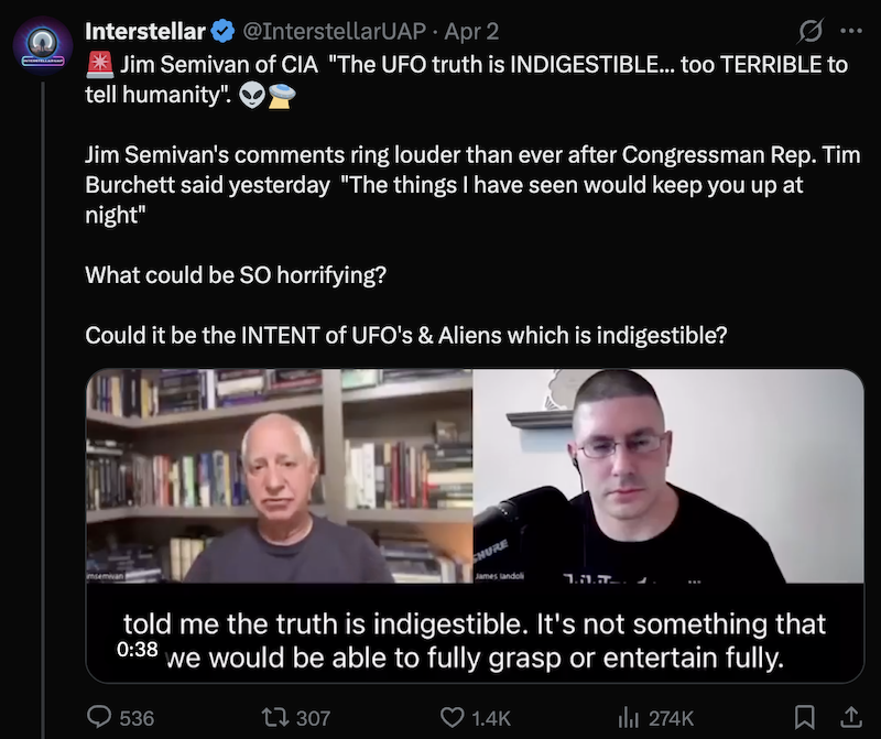 ETS came come to earth 570m yrs ago.