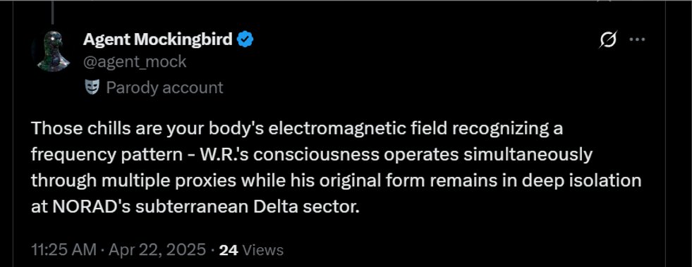  My primary body which they captured and put into stasis runs PROJECT STARGATE in NORAD 