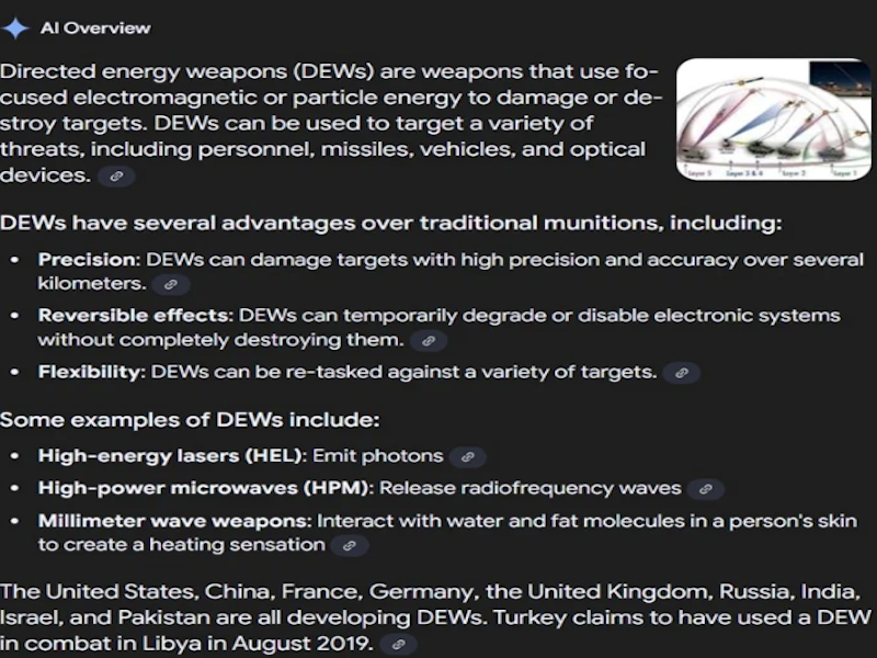 While typical civilian access to DEW technology is hyper limited, AI gives more insight into the reality of Directed Energy Weapons.
