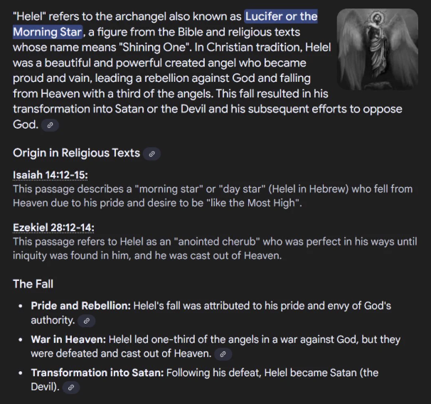 (Enki) Lucifer in Hebrew means Helel (Hell) or also Halal in Aramaic, god of MusIims.