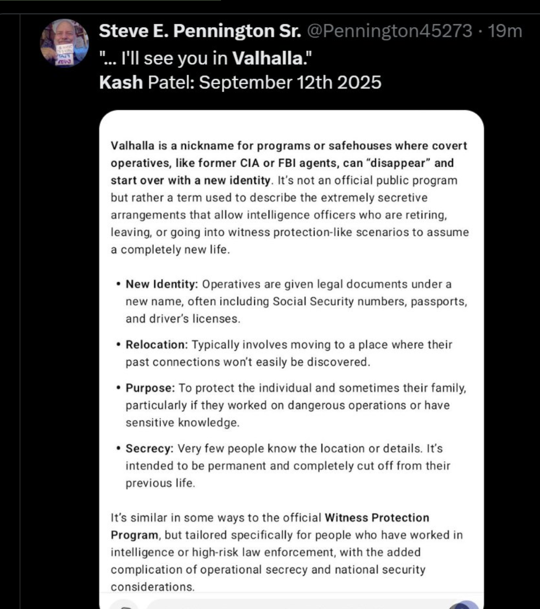 Valhalla witness protection.