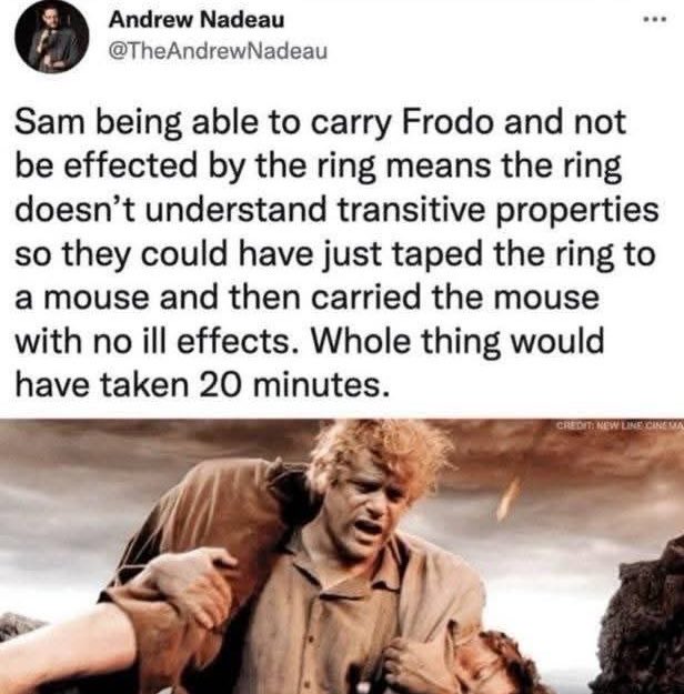 That ring would encode both Frodo & Sam through sympathetic harmonic resonance.