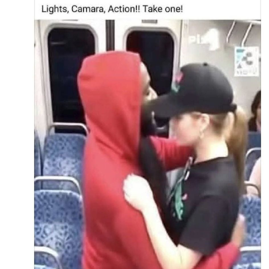 Staged attack on a bus.